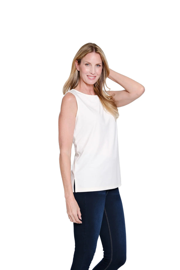 Multiples High Neck Tank Top | Soft Ivory