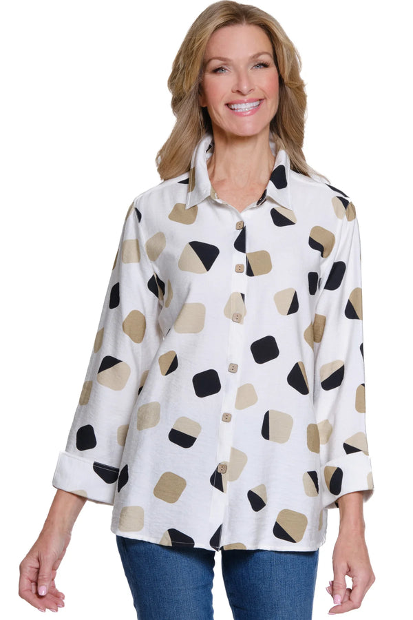 Multiples Button-Front Printed Woven Shirt | Multi