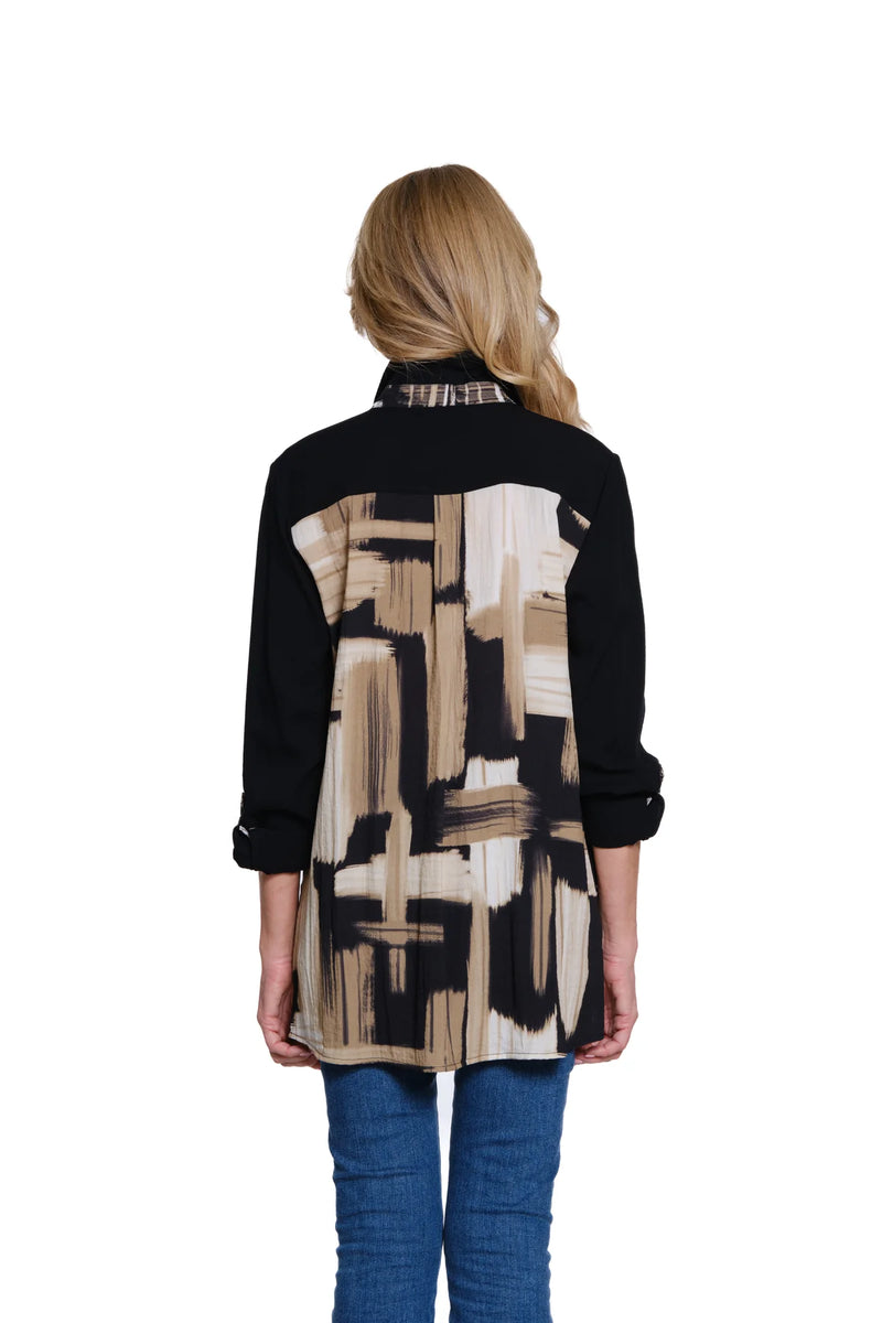 Multiples Roll-Tab Sleeve Woven Shirt | Multi