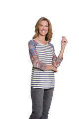 Multiples Slub Knit Multi Printed Scoop Neck | Multi