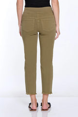 Multiples Slimsation® Fringe Hem Ankle Pant | Moss Green