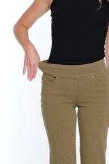 Multiples Slimsation® Fringe Hem Ankle Pant | Moss Green