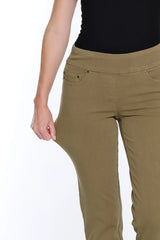 Multiples Slimsation® Fringe Hem Ankle Pant | Moss Green