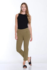 Multiples Slimsation® Fringe Hem Ankle Pant | Moss Green