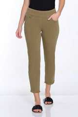 Multiples Slimsation® Fringe Hem Ankle Pant | Moss Green