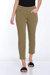 Multiples Slimsation® Fringe Hem Ankle Pant | Moss Green