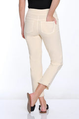Multiples Slimsation® Fringe Hem Ankle Pant | Parchment