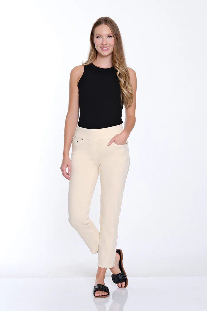 Multiples Slimsation® Fringe Hem Ankle Pant | Parchment