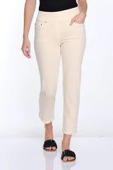 Multiples Slimsation® Fringe Hem Ankle Pant | Parchment