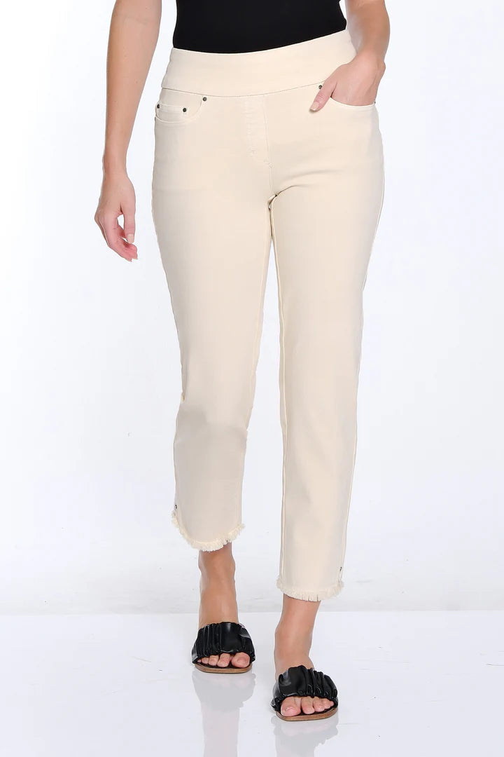 Multiples Slimsation® Fringe Hem Ankle Pant | Parchment