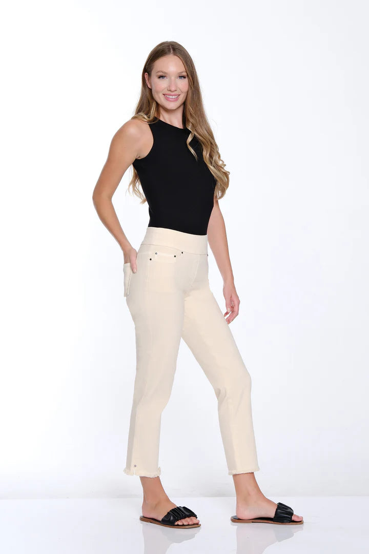Multiples Slimsation® Fringe Hem Ankle Pant | Parchment