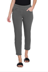 Multiples Slimsation® Denim Ankle Jean with Fringe | Medium Grey Denim