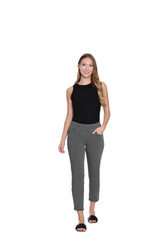 Multiples Slimsation® Denim Ankle Jean with Fringe | Medium Grey Denim