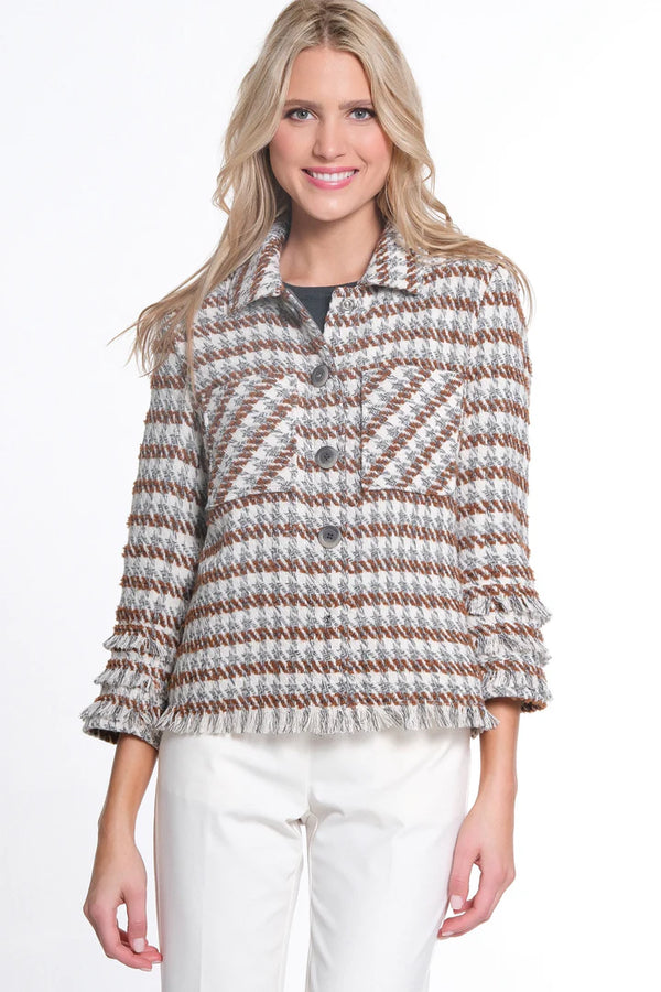 Multiples Yarn-Dye Houndstooth Jacket