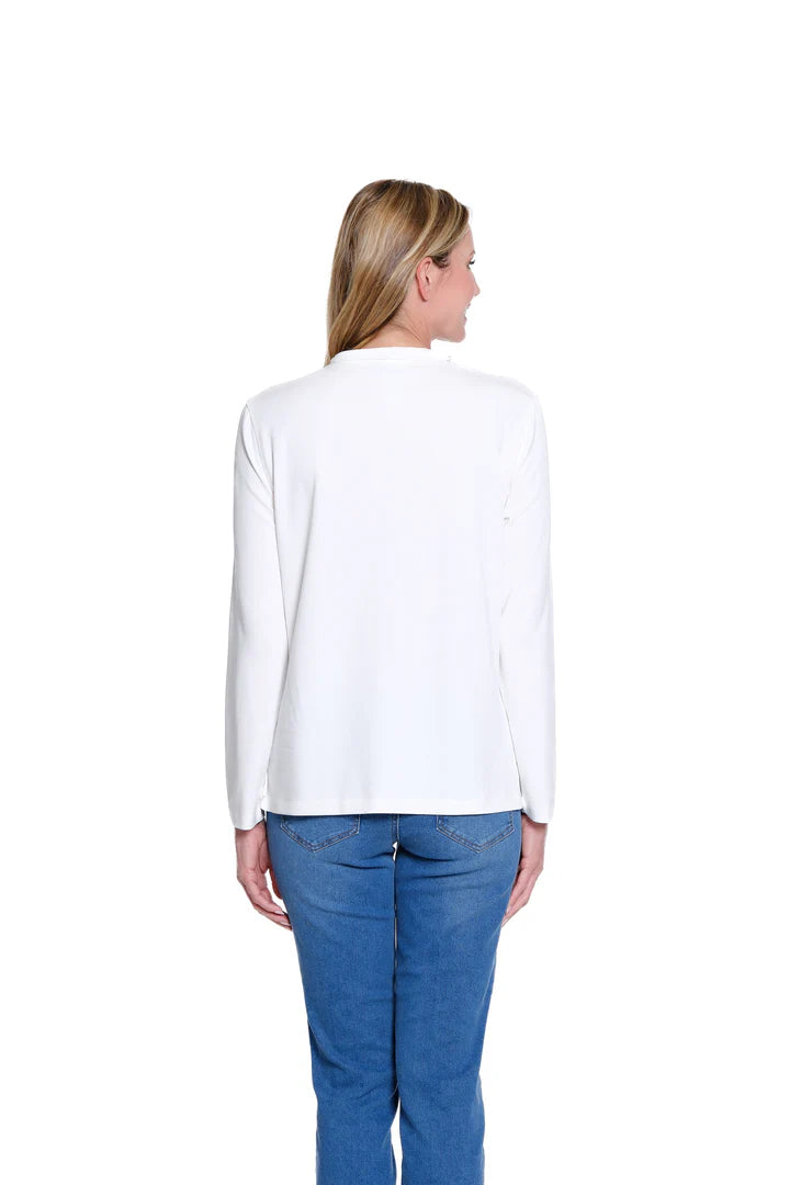 Multiples Mock Neck Knit Top | Winter White