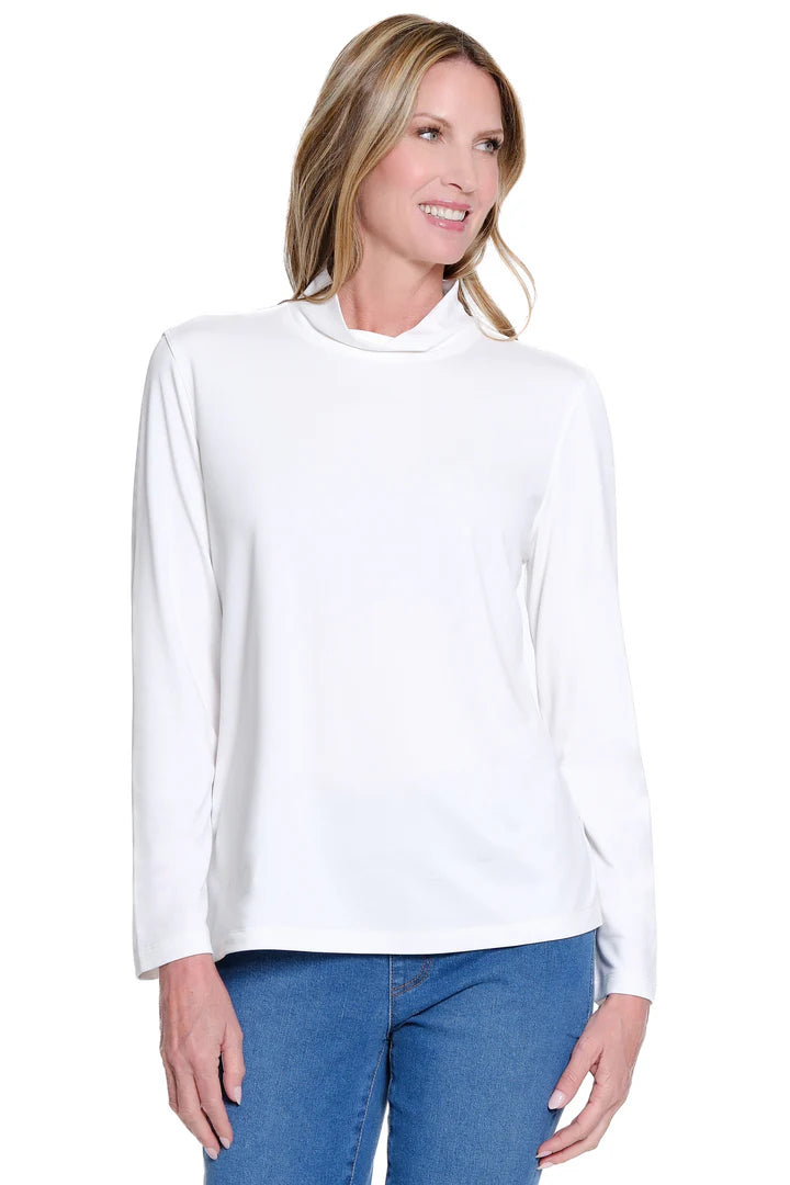 Multiples Mock Neck Knit Top | Winter White