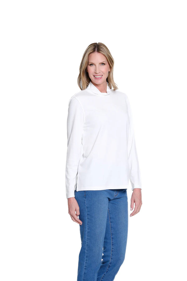 Multiples Mock Neck Knit Top | Winter White