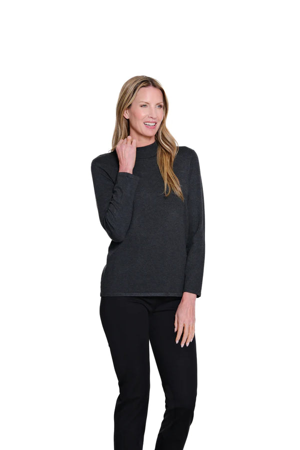 Multiples Mock Neck Sweater | Heather Grey