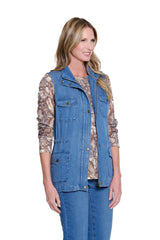 Multiples Denim Vest with Drawstring Waist | Medium Indigo