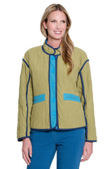 Multiples Stand Collar Quilted Lined Jacket | Multi