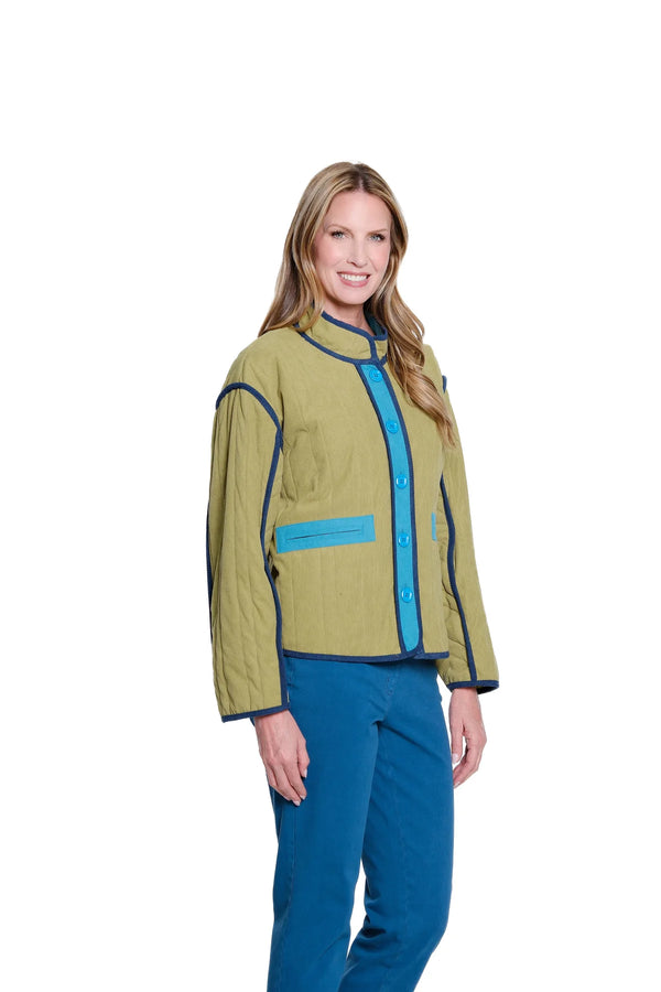 Multiples Stand Collar Quilted Lined Jacket | Multi