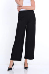 Multiples Slimsation® Pintuck Wide Leg Ankle Pant | Black