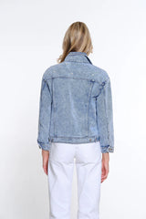 Multiples Pearl Embellished Jean Jacket | Indigo