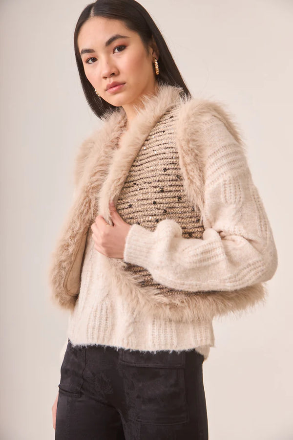 NKN nekane Fancy Fur Tweed Vest | Beige