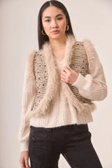 NKN nekane Fancy Fur Tweed Vest | Beige
