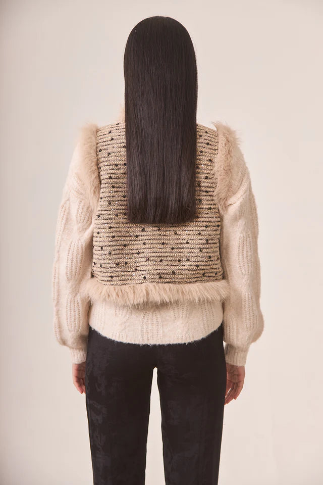 NKN nekane Fancy Fur Tweed Vest | Beige