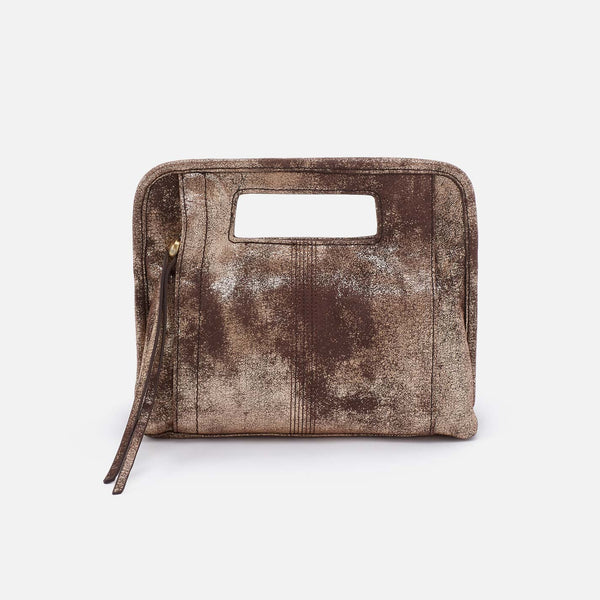 HOBO Ace Clutch Metallic Leather | Cocoa Platinum