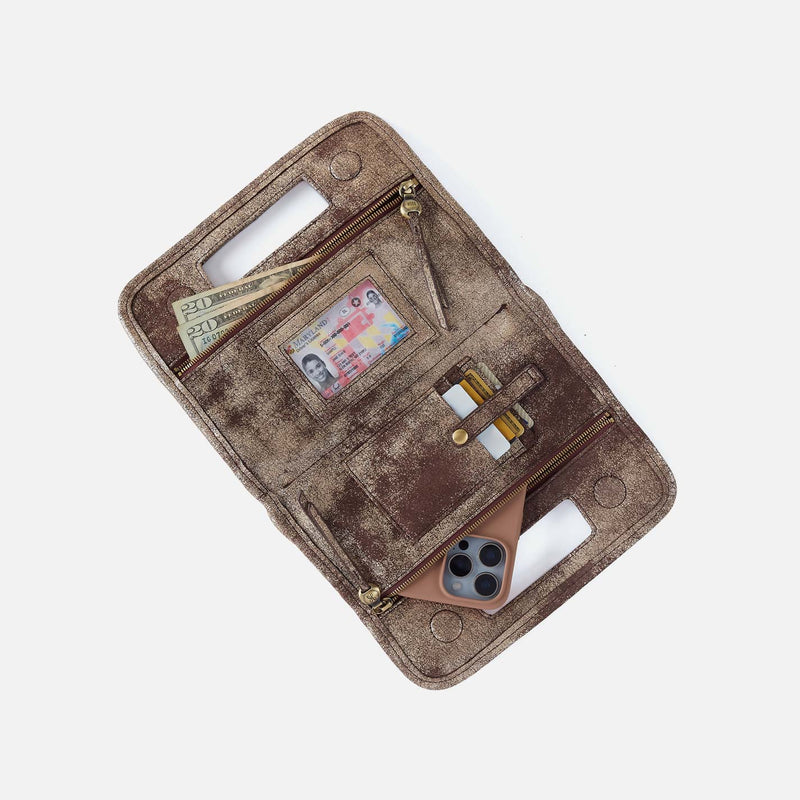HOBO Ace Clutch Metallic Leather | Cocoa Platinum
