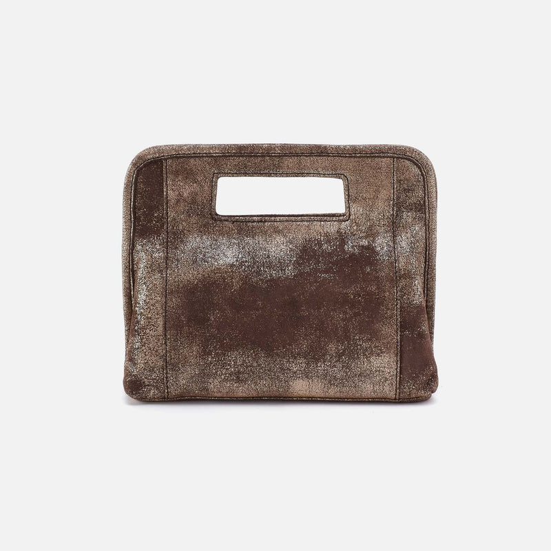HOBO Ace Clutch Metallic Leather | Cocoa Platinum