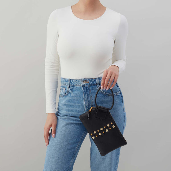 HOBO Sable Wristlet| Black with Studded Detailing