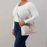 HOBO Sheila Medium Satchel in Aniline Gloss Leather | Stone Gloss