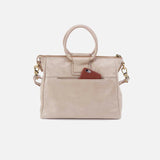 HOBO Sheila Medium Satchel in Aniline Gloss Leather | Stone Gloss