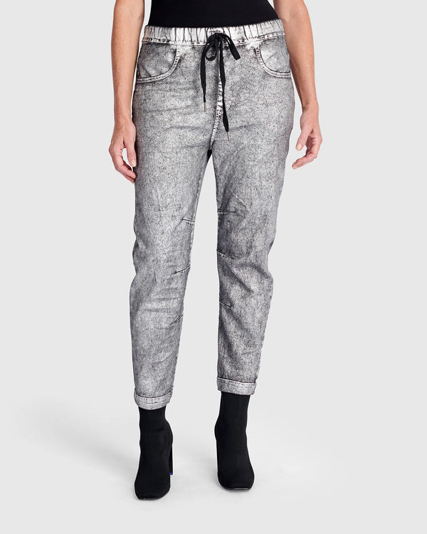 Alembika Metallic Boyfriend Jogger Jeans | Silver