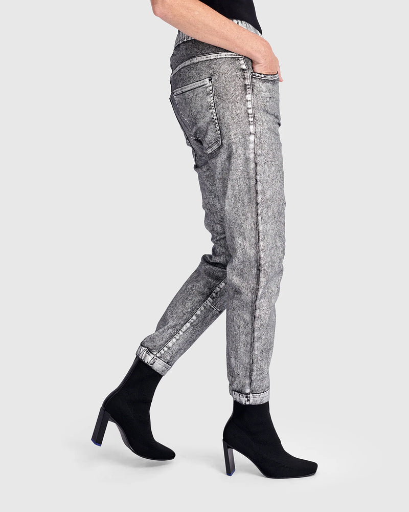 Alembika Metallic Boyfriend Jogger Jeans | Silver