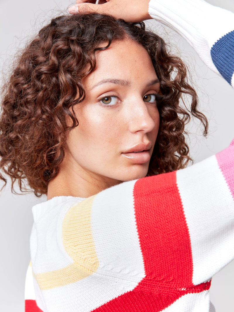 Charlie B Cotton Stripes Sweater -Multicolor