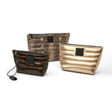 Think Royln Travel Trio Organizational Pouches | Python Pearl/ Cashmere and Glossy Chocolate