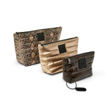 Think Royln Travel Trio Organizational Pouches | Python Pearl/ Cashmere and Glossy Chocolate