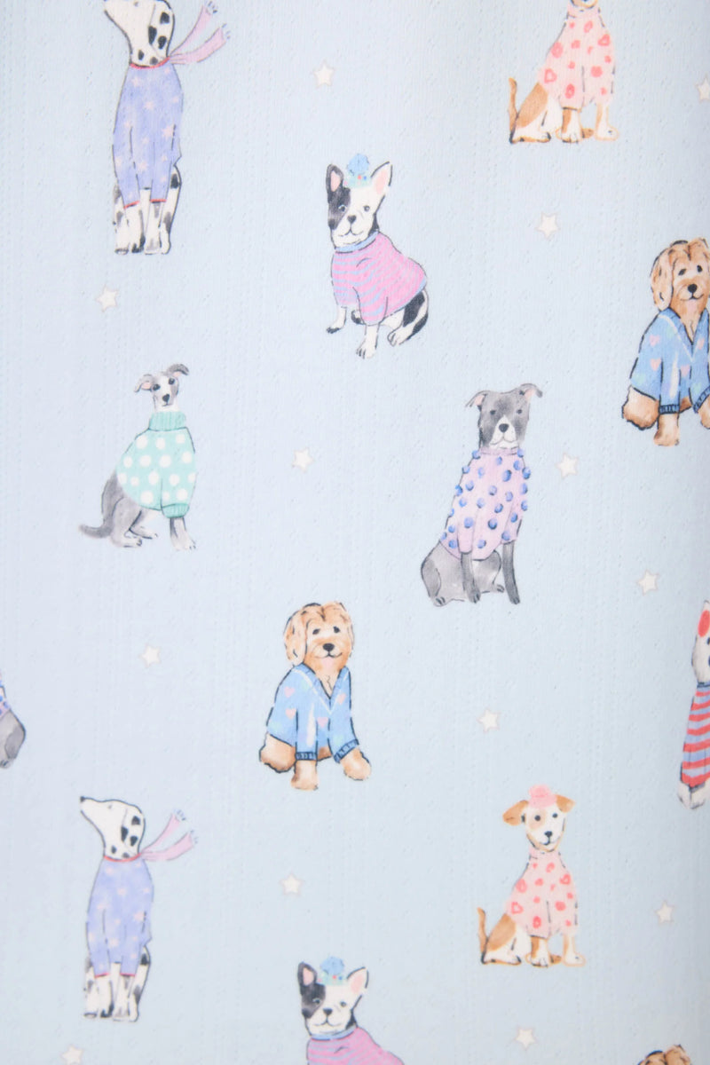P.J. Salvage Doggone Cold Dog Print Pointelle Lounge Set | Blue-Haze