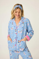 P.J. Salvage Baked Woof Love Dog Print 3-Piece Flannel PJ Set | Denim