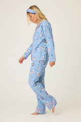 P.J. Salvage Baked Woof Love Dog Print 3-Piece Flannel PJ Set | Denim