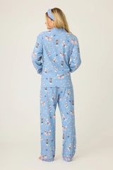 P.J. Salvage Baked Woof Love Dog Print 3-Piece Flannel PJ Set | Denim