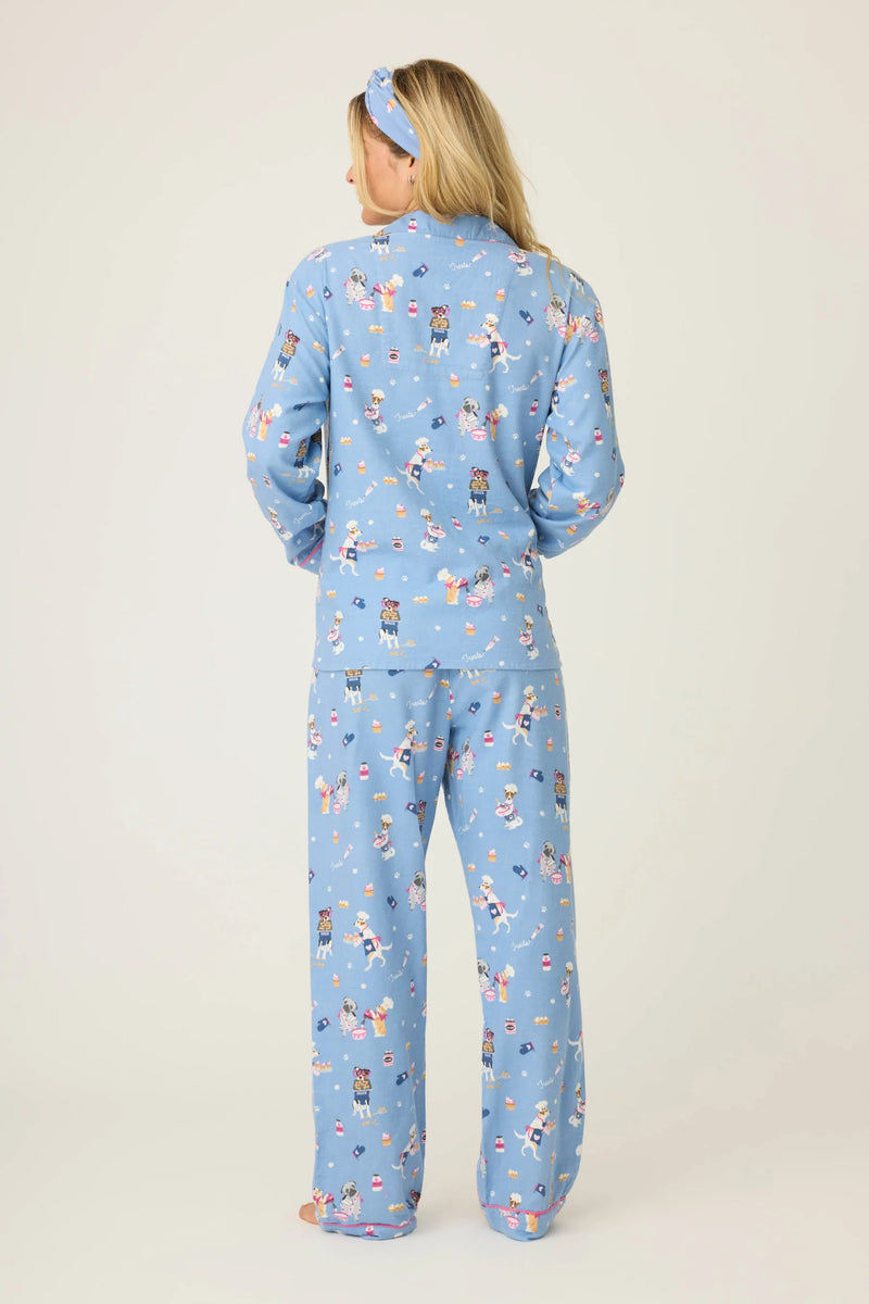 P.J. Salvage Baked Woof Love Dog Print 3-Piece Flannel PJ Set | Denim