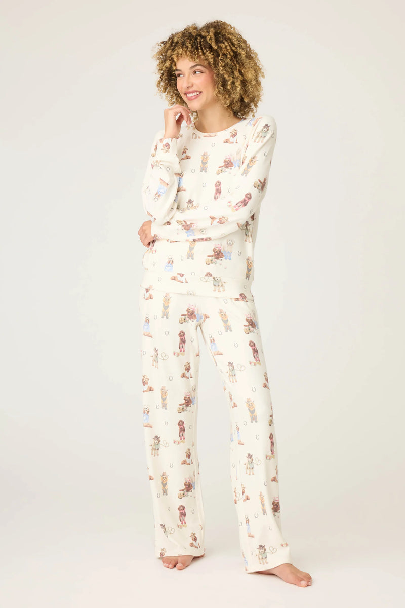 P.J. Salvage Ruff On The Range Dog Print PJ Set | Natural