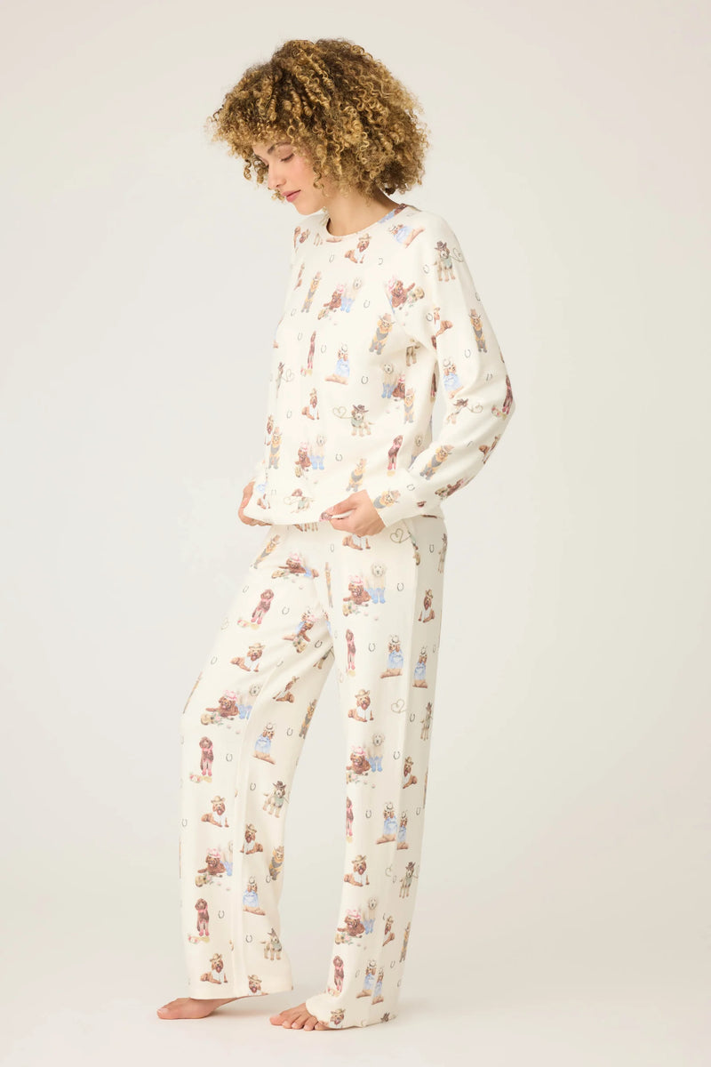 P.J. Salvage Ruff On The Range Dog Print PJ Set | Natural