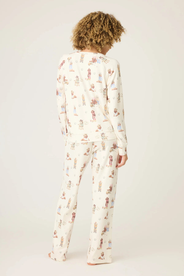 P.J. Salvage Ruff On The Range Dog Print PJ Set | Natural