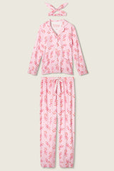 P.J. Salvage Sweeter Than Sugar 3-Piece Candy Cane Print Flannel PJ Set | Baby Pink